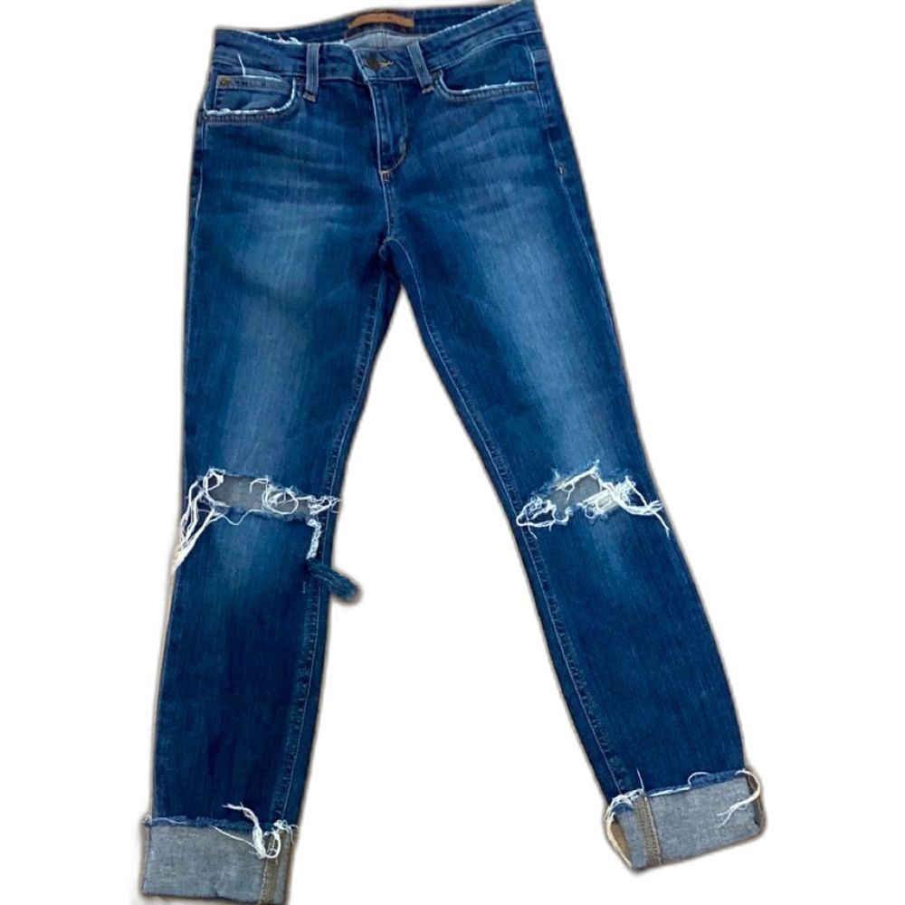 Joes Jeans Women’s Size 25 Mid-Rise Skinny Ankle Distressed Ripped Knee